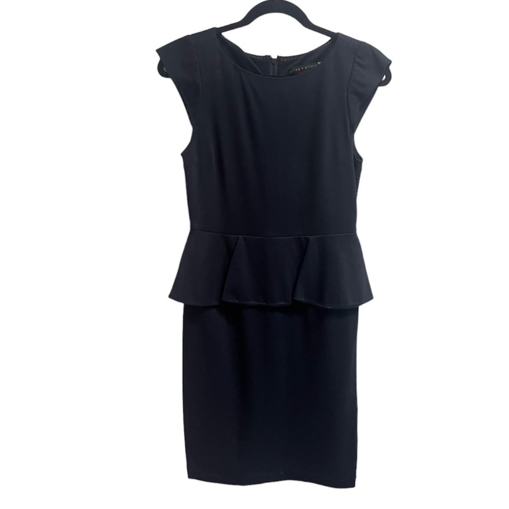 ALICE + OLIVIA Women’s Navy Blue Cap Sleeve Victoria Peplum Dress - size 6 - Picture 1 of 9